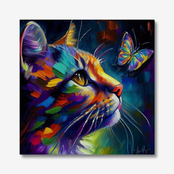 Cat and butterfly canvas