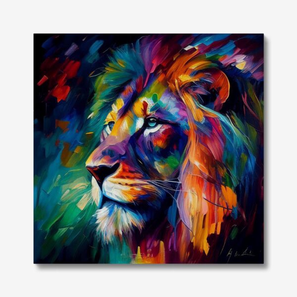 Lion head colourful canvas