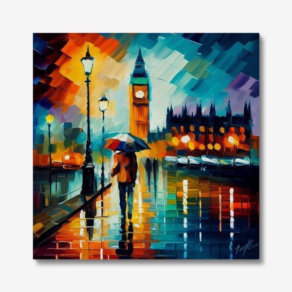 London in the rain canvas