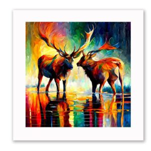 Two stags framed print