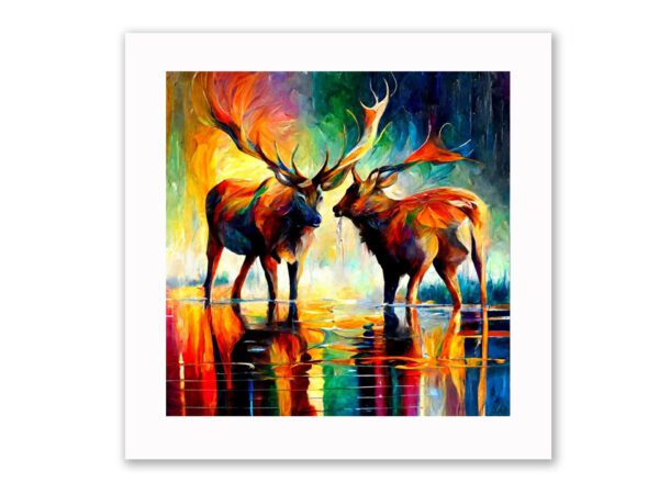 Two stags framed print